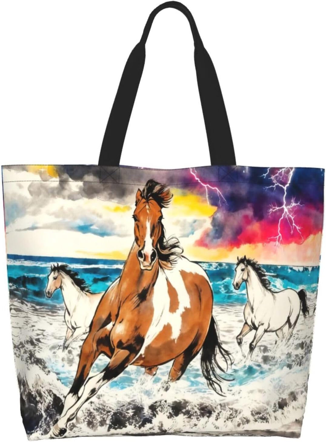 Tote Shoulder Bag Large Durable Reusable Eco-friendly Handbag Lightweight Stylish for Daily Use-19.7x15.7x5.9 Inch - Colors B
