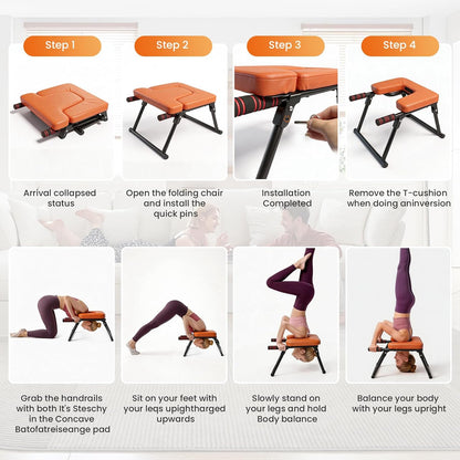 Yoga Headstand Bench, Stand Yoga Chair for Balance Training, Core Strength Building, Upside Down Chair for Relaxation, Handstand Trainer Inversion Chair for Home Gym