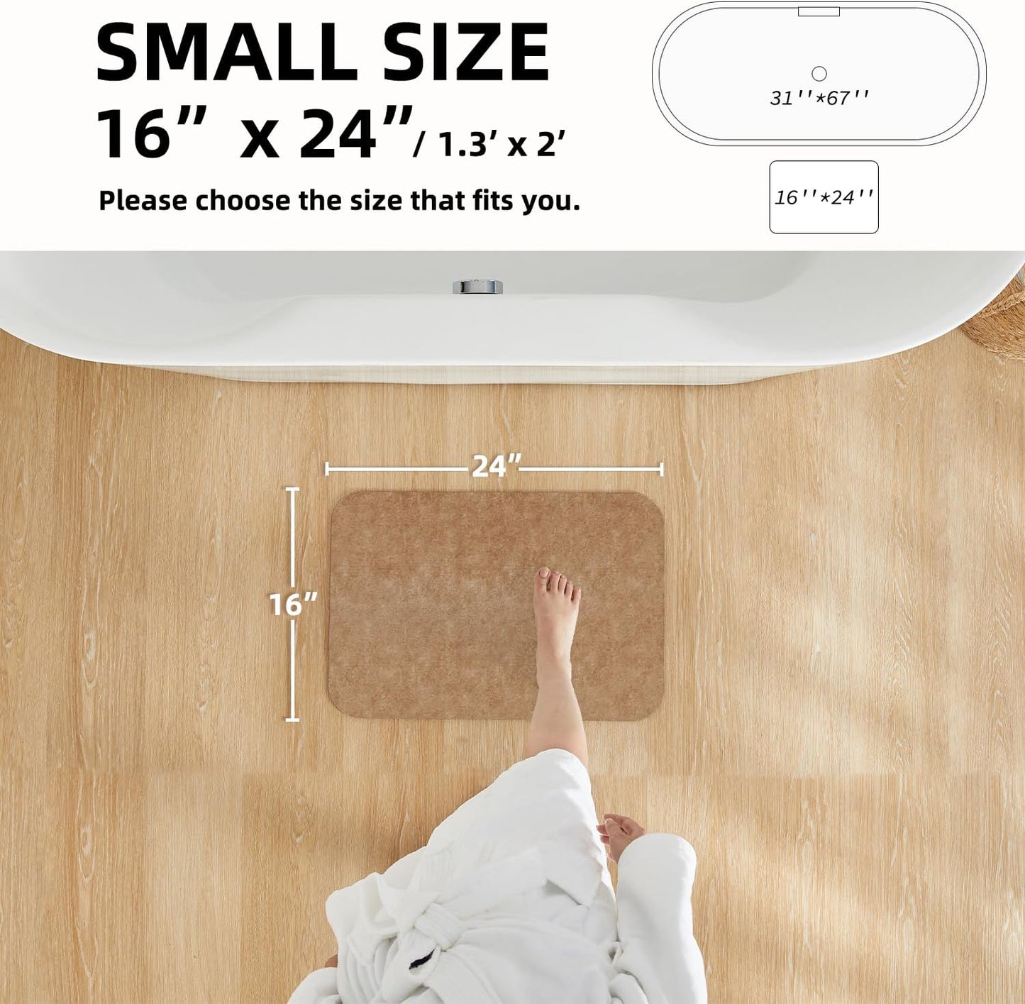 TYUU Bath Mat, Bathroom Rugs Non Slip Washable Thin Absorbent Quick Dry Bath Mat Fits Under Door Bathroom Floor Mat Perfect for Bath, Shower, or Sink 24"x36" Dark Grey