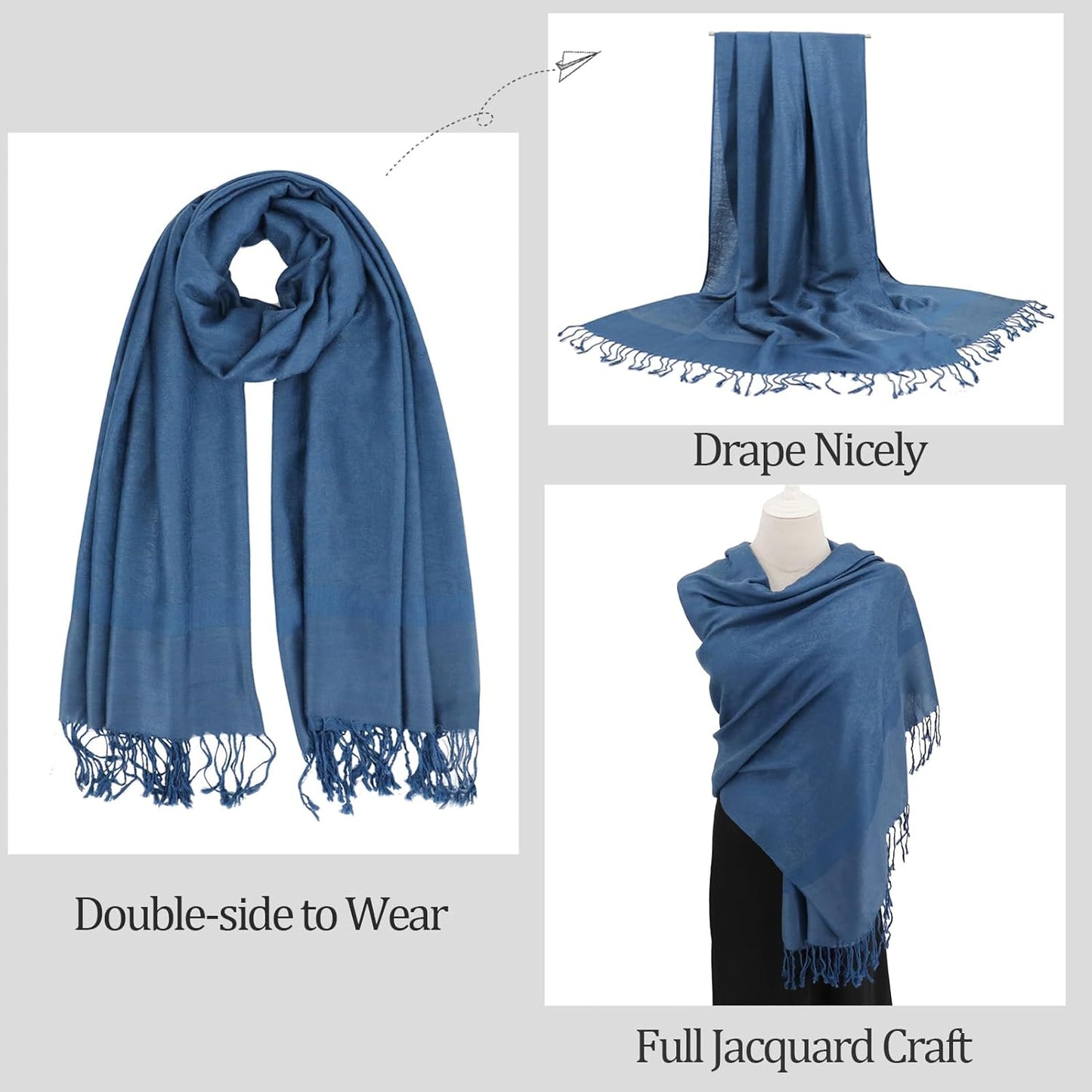 vimate Silky Paisley Pashmina Shawl Scarf-Women's Soft Double-side Jacquard Pashminas Wrap for Evening Dress Travel Shawl