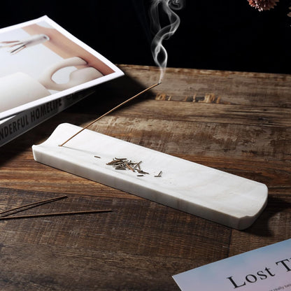 Koville Marble Incense Holder, Incense Holder for Sticks, Incense Sticks Holder Ash Catcher for Meditation Yoga SPA, Natural Stone Incense Burner, Home Table Decor (Green)