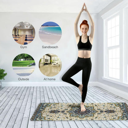 YETTASBIN Persian Carpet Texture Yoga Mat for Women Men, Non Slip Exercise Mat Portable Travel Workout Mat with Storage Bag for Home Yoga, Pilates, Fitness 71x 26 Inch