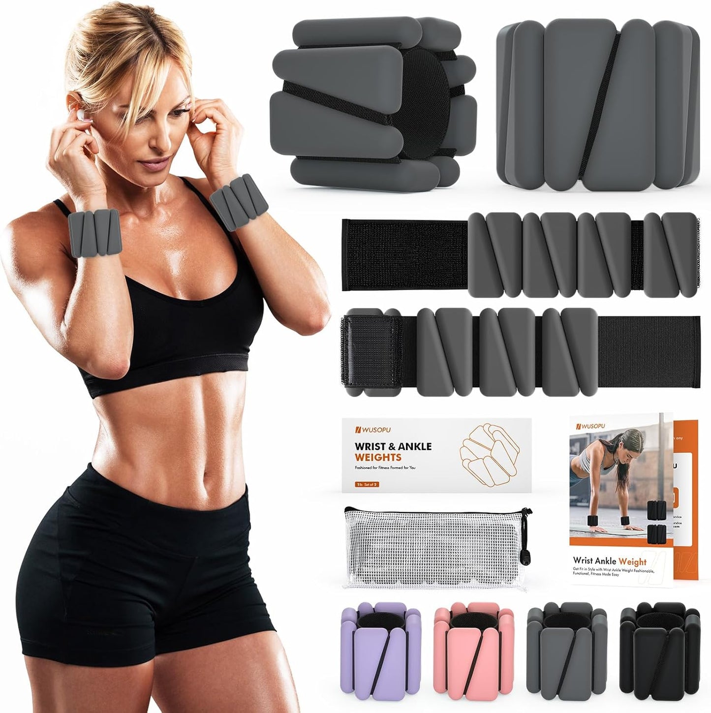 Wrist Weights, Ankle Weights for Women Men, Adjustable Wrist Weighted Bracelet for Home Gym Workout, Running, Yoga, Exercise, Strength Training