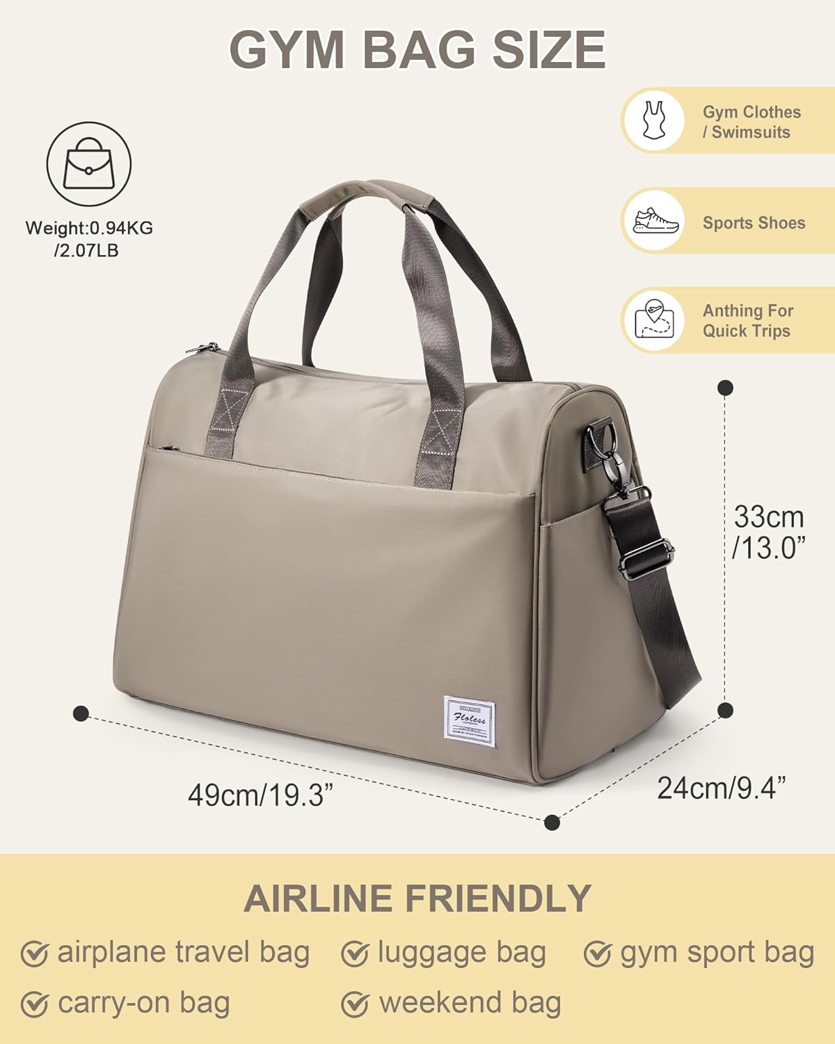 Gym Bag Womens Mens with Shoes Compartment and Wet Pocket Travel Duffel Bag for Women for Plane Sport Gym Tote Bags Swimming Yoga Waterproof Weekend Overnight Carry on Bag Hospital Holdalls - Colors C