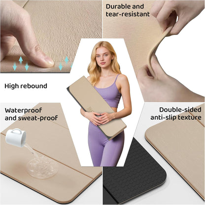 Foldable Yoga Mat Exercise Mat for Home Workout, Comfortable and Durable, 8mm Thick Portable Folding Mat, Non-Slip, Pilates Mat Thick, Outdoor Use, Meditation, Travel, Camping (71"x24" x 0.3") (Milk Coffee + Black) (Brown+Black)
