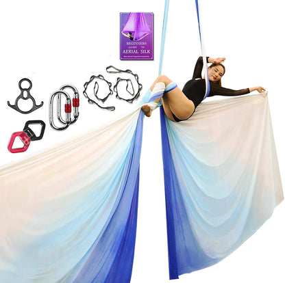 Deluxe Aerial Silks Equipment Set - 11 Yards Aerial Yoga Hammock Swing for Acrobatic, Circus Arts, Dance (L:10m W:2.8m)
