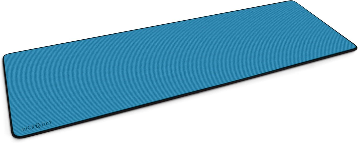 MICRODRY Multi-Purpose Fitness Mat, Cushioned & Non-Slip Foam for Yoga, Pilates, HIIT, Skid-Resistant and Tear-Resistant, 24"x72" with Carry Strap