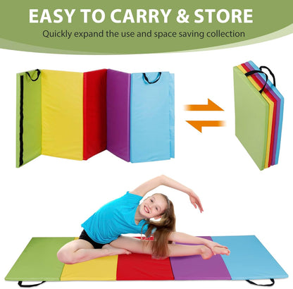 HomGarden Tumbling Mat, 6’x2" Thick High Density Anti Tear Gymnastics Mat, Gym Folding Exercise Aerobics Mats w/Carrying Handles for Home Gym Exercise, Multiple Colors
