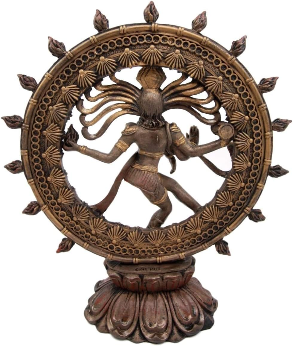 Ebros Gift 9" Tall Hindu Shiva Nataraja by Fire Wheel Statue Lord of The Dance Cosmic Dancer God Statuette Sanskrit Hinduism Supreme Deity Altar Eastern Enlightenment Yoga Figurine