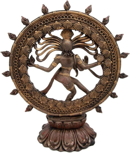 Ebros Gift 9" Tall Hindu Shiva Nataraja by Fire Wheel Statue Lord of The Dance Cosmic Dancer God Statuette Sanskrit Hinduism Supreme Deity Altar Eastern Enlightenment Yoga Figurine