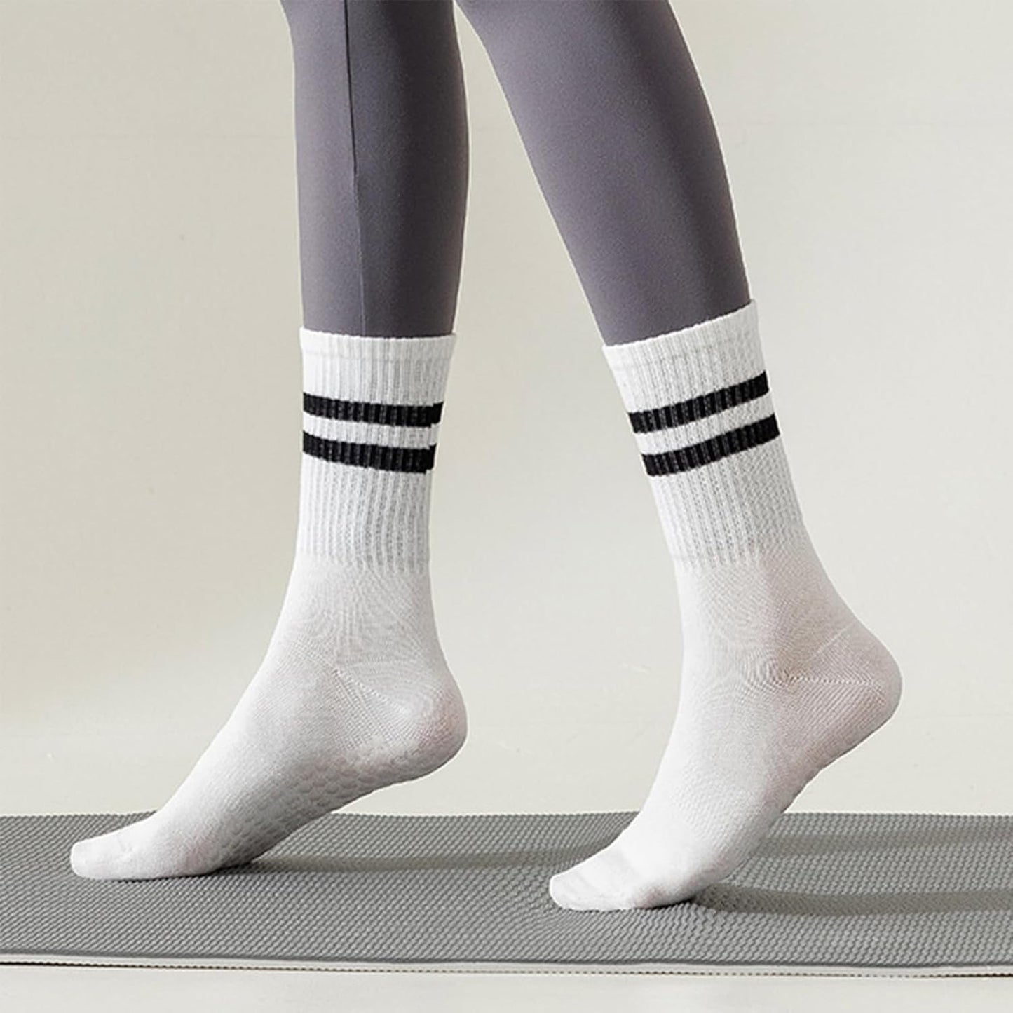 Tergy 8 Pairs Long Yoga Socks with Grip for Women Anti Skid Gripper Socks No Slip Socks for Pilates, Barre, Dance,Yoga