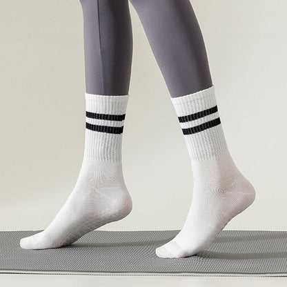 Tergy 8 Pairs Long Yoga Socks with Grip for Women Anti Skid Gripper Socks No Slip Socks for Pilates, Barre, Dance,Yoga