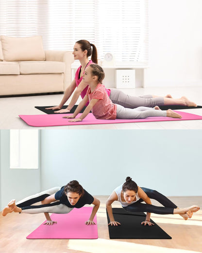 Woanger Yoga Mats (72x24) 3/8 Inch Thick Exercise Yoga Mat for Home Workout with Strap Non Slip Pilates Gym Supplies for Women Men