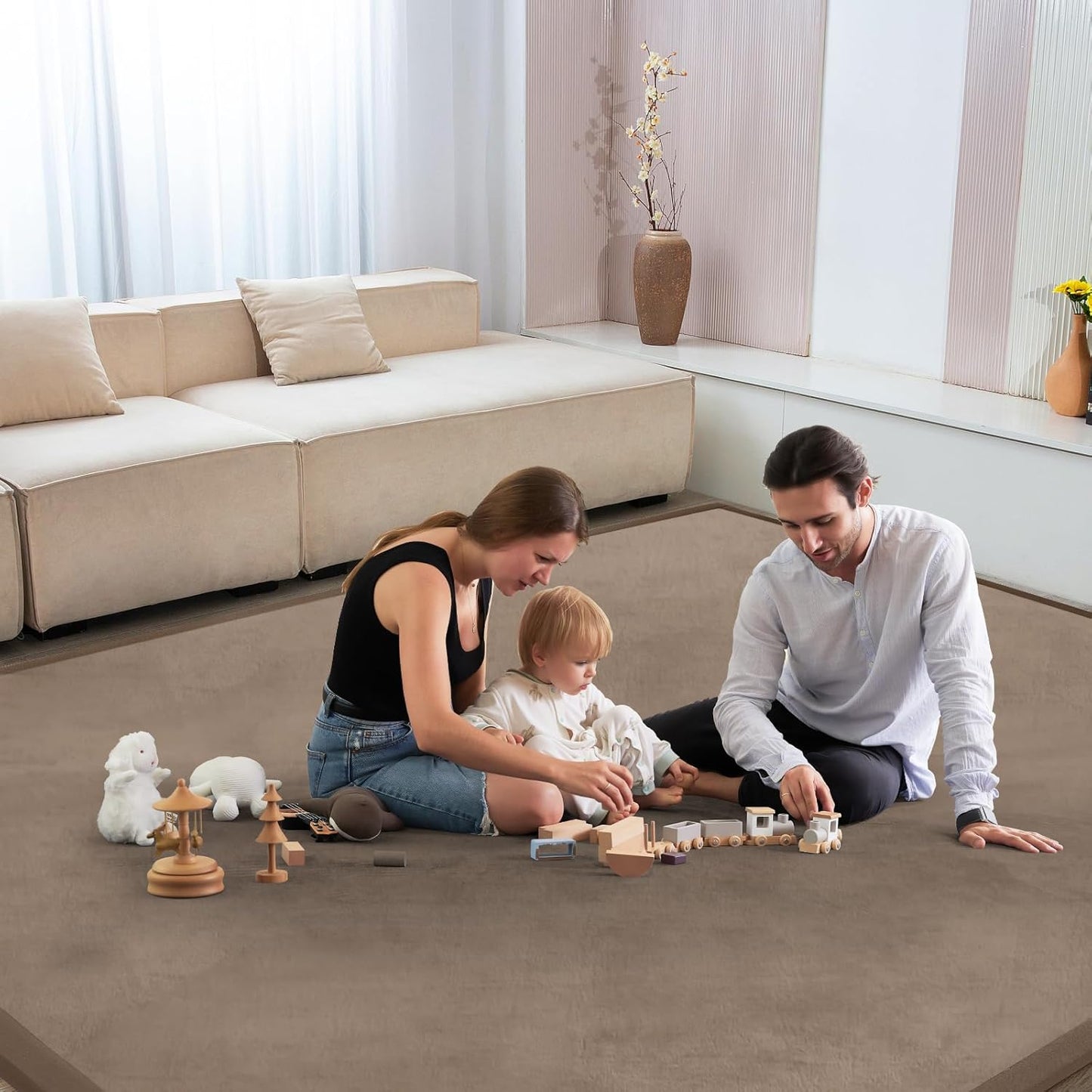 Baby Play Mat for Floor Nursery Rug Muscle Mat Area Rug Playroom Rug 79"x110" Playpen Mat Memory Foam 1.3" Thick Crawling Mat For Babies,Toddlers, Infants, Kids,Grey