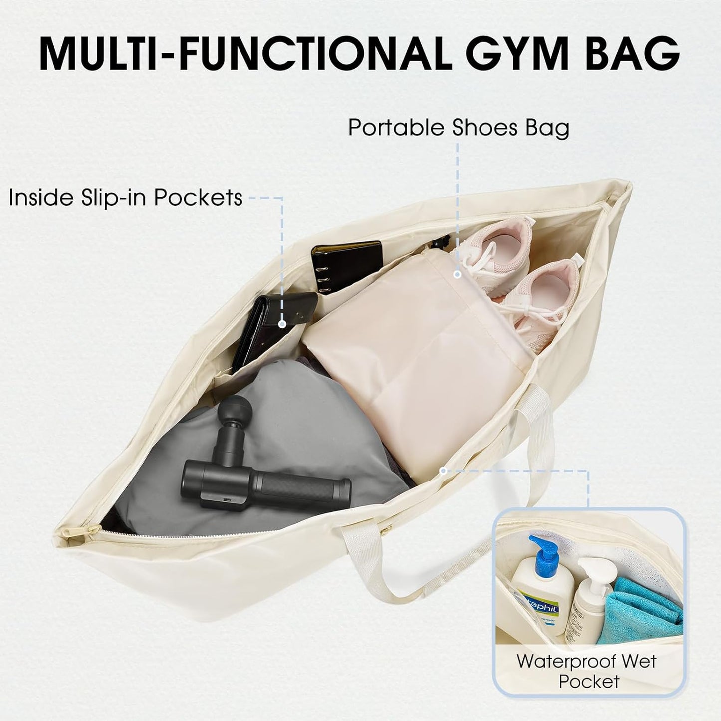 Large Yoga Mat Bag with Shoes Compartment and Wet Pocket Ladies Pilates Gym Tote Bag with Yoga Mat Holder Strap for Women Men Workout Carrier Stuff Accessories