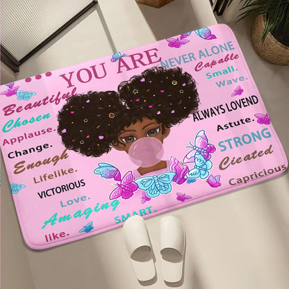 Black Girl Area Rug for Bedroom African Black Girls Floor Rugs for Living Room Playroom Cartoon Art Home Decor Soft Yoga Mats for Women Afro Purple 47" x 31" (2.7 x 3 Feet)