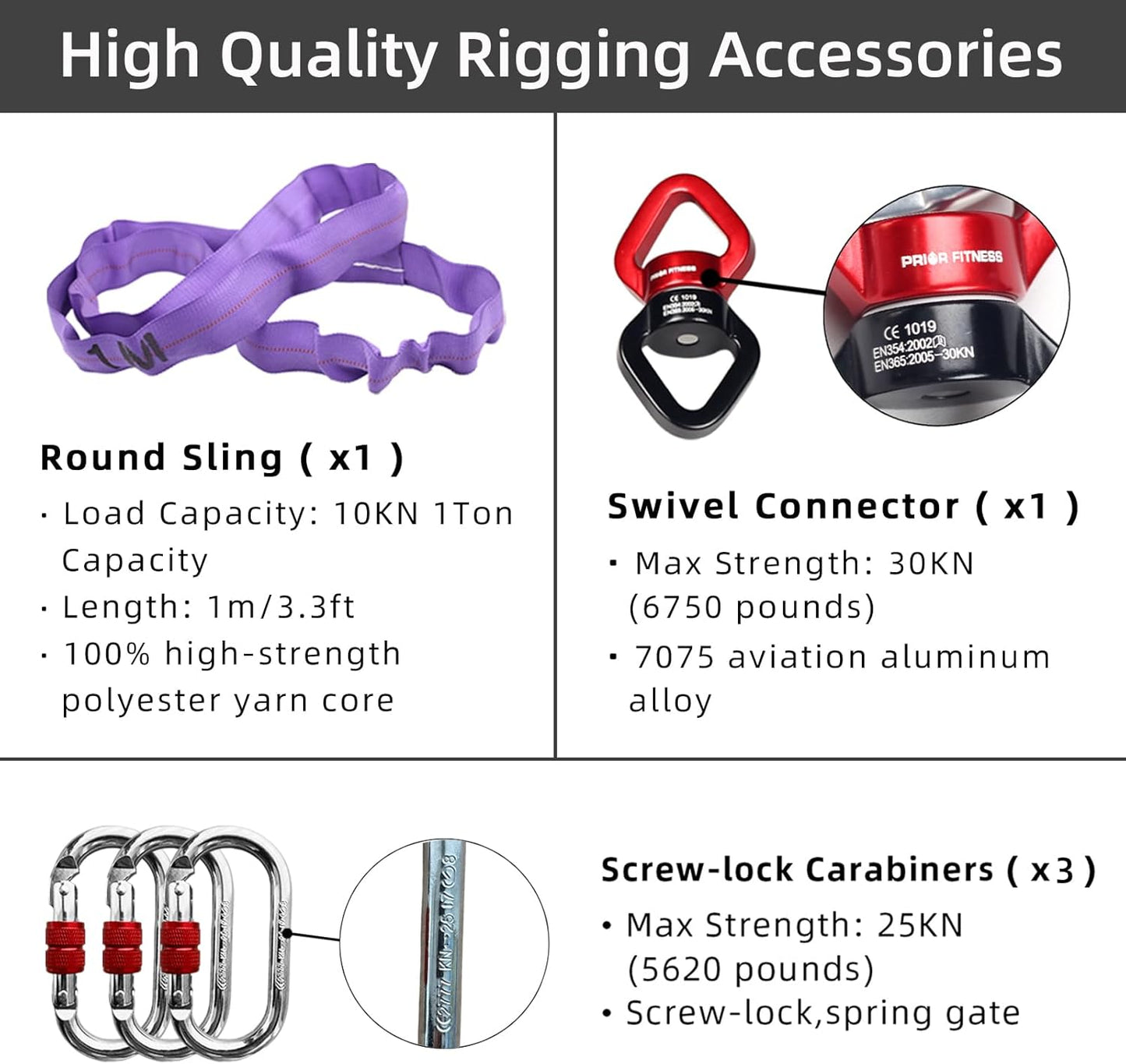 PRIOR FITNESS Aerial Moon Lyra Hoop Set, Classcial Aerial Ring Equipment with Complete Rigging Hardware, Circus Acrobatic Fitness Aerial Hoop Kit, Aerial Yoga Hoop Sling for Home,Gym, Club