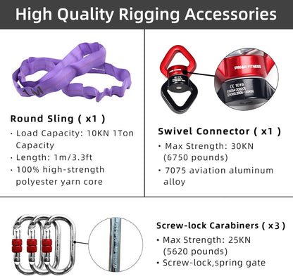 PRIOR FITNESS Aerial Moon Lyra Hoop Set, Classcial Aerial Ring Equipment with Complete Rigging Hardware, Circus Acrobatic Fitness Aerial Hoop Kit, Aerial Yoga Hoop Sling for Home,Gym, Club