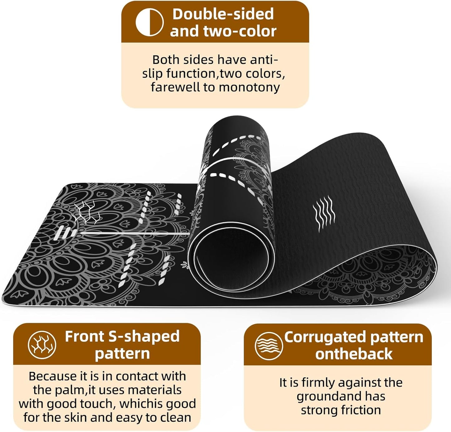 FOLAI Extra Thick Yoga Mat 6mm，pilates mat thick - Non-Slip Exercise Mat for HIIT, Pilates & Home Workouts & Workout with Free Carry Strap