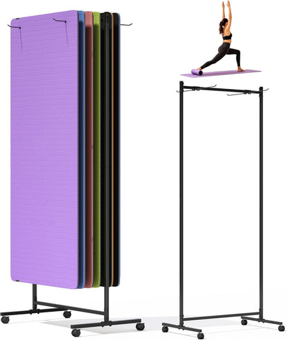 lesolar Yoga Mat Cart with Wheels, 40 Mats Large Capacity Yoga Mats Storage Rack, Hanging Yoga Mat Holder Rolling Cart for Home, Gym, Fitness Club, Studio