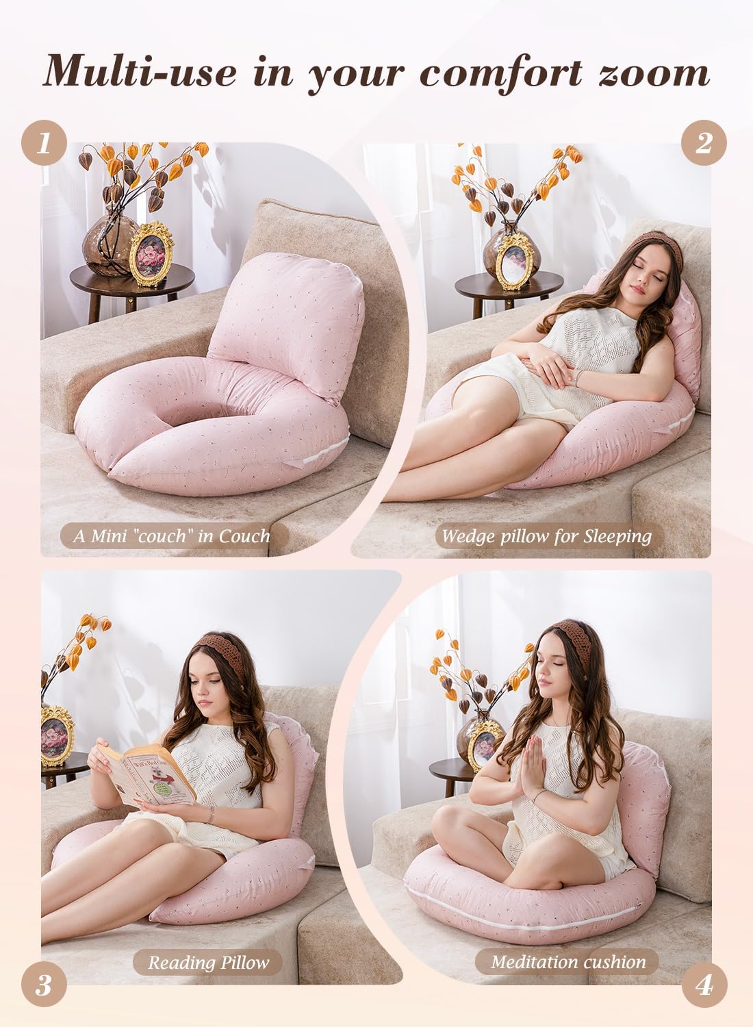 INSEN Wedge Pillow Set for Sleeping and After Surgery, Use for Acid Reflux, Reading and Relaxing, Headboard Pillow for Sitting in Bed