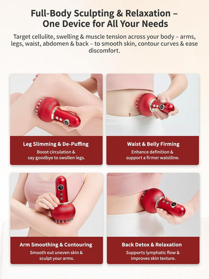 Lymphatic Drainage Massager & Anti Cellulite Massage Tool, Helps Reduce Stretch Marks & Cellulite, for Legs, Arms & Belly, Body Sculpting Machine with Microcurrent, Light, Heat & Vibration