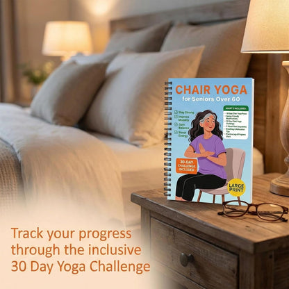 Chair Yoga for Seniors Over 60, 30-Day Challenge Gentle Seated Yoga Exercises Guidebook, Step-by-Step Fitness Planners Instructions Books for Seniors Beginners – 8.2″ x 5.5″ Pink Yoga Book