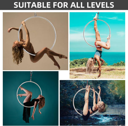 PRIOR FITNESS Aerial Lyra Hoop Set for Adults Suspension Professional Ring Fitness Stainless Steel Single Point Aerial Hoop Equipment Kit(Tube Dia:25mm and 32mm)