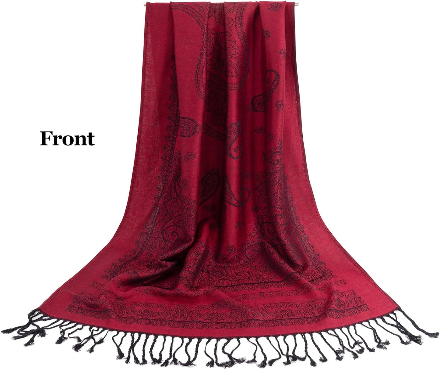 Ciormis Two Tone Silky Paisley Pashmina Shawl Scarf,Soft Women's Rave Jacquard Pashminas Wrap Scarves