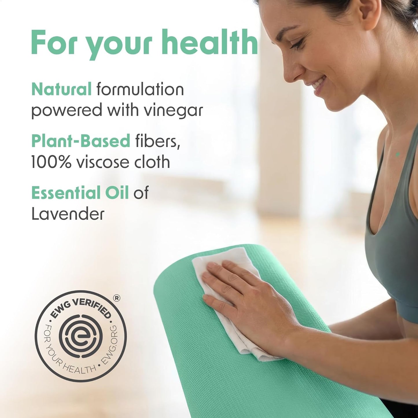 Wipex Fitness Wipes Bucket Refill Roll - EWG Verified - Plant-based Fitness Equipment Wipes, Lemongrass, Eucalyptus & Vinegar to Clean Surfaces, Yoga Mat & Gym Cleaner and Peloton Bikes, 400 Count
