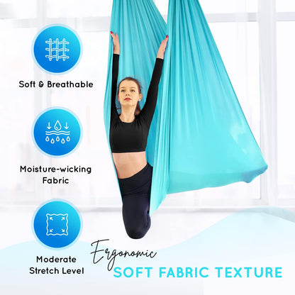 Yes4All Aerial Yoga Hammock 5.5 Yards, 198 Inches Height Aerial Silks, Yoga Trapeze Increasing Strength, Flexibility and Balance