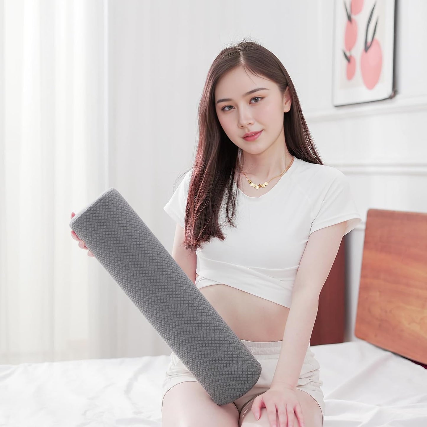 2 Pack Round Massage Table Bolster Pillow Pad, Bolster Pillow, Round Pillows, Suitable for Earthlite Massage Table (Grey, 7.8''x19.6'')