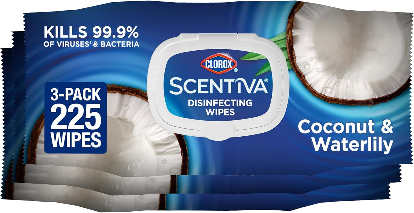 Clorox Scentiva Disinfecting Wipes, Grapefruit and Orange Blossom, 75 Ct., Pack of 3 (Pack May vary)