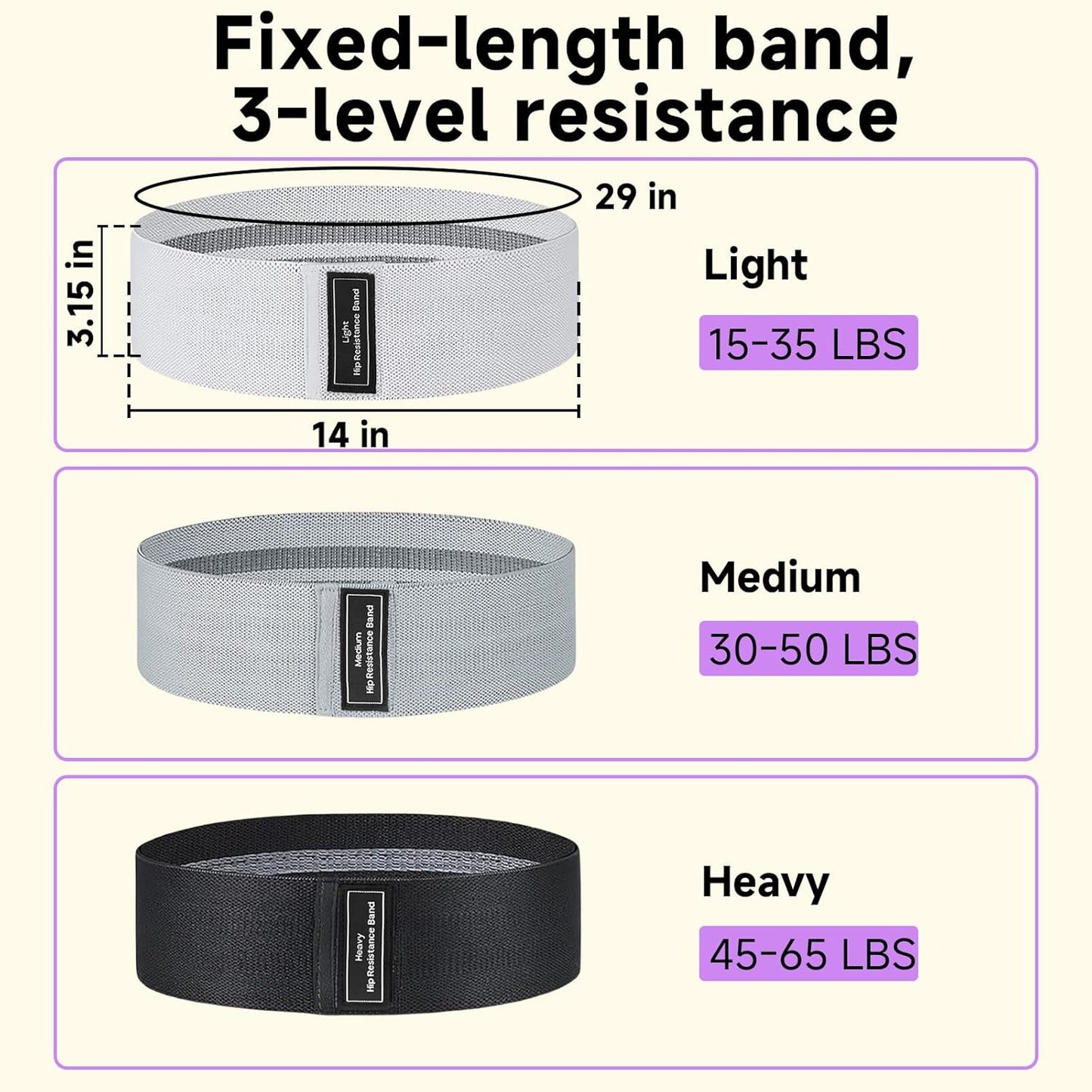 Resistance Bands, Fabric Workout Bands for Women & Men, Cloth Booty Resistance Loop Bands, Thick Squat Bands for Home Fitness, Gym, Yoga, Pilates for Butt Legs Thigh Hip Glute