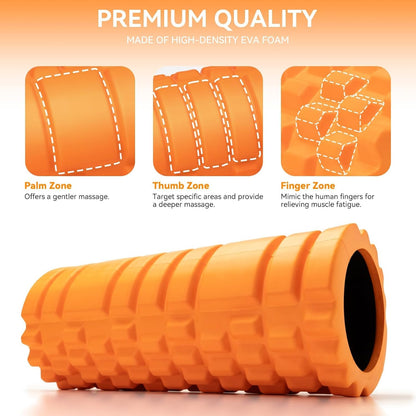 Krightlink Foam Roller for Deep Tissue Massager, 13" High Density Exercise Patented Roller for Muscle Massage and Myofascial Trigger Point Release Back Roller for Fitness, Yoga and Pilates (Black)
