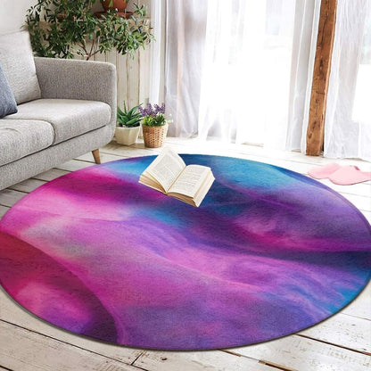 Soft Round Yoga Carpet, Office Chair Decor Round Mat for Carpet and Hardwood Floors Purple Butterfly
