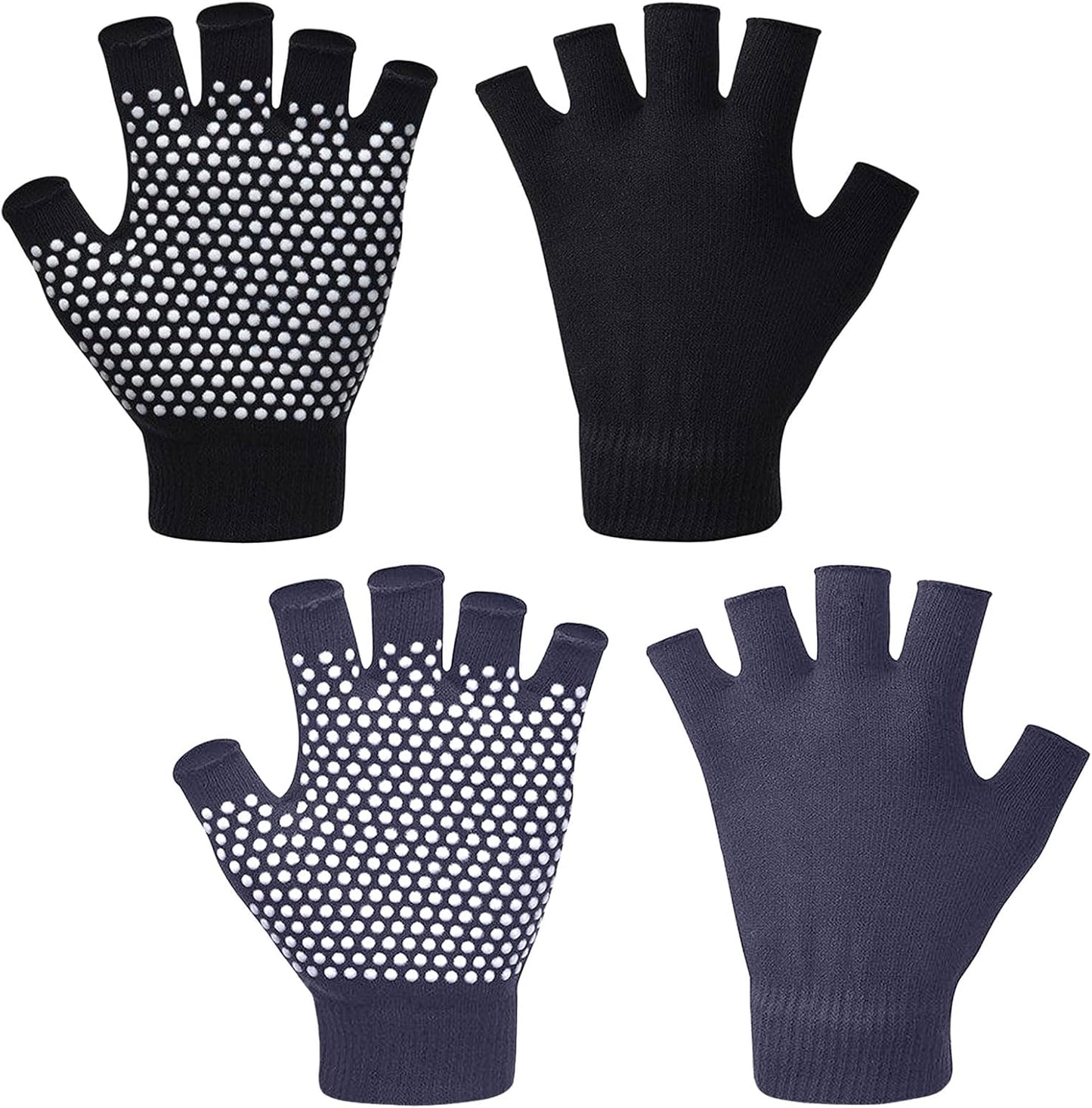 YL TRD V 2 Packs of Non Slip Fingerless Yoga Gloves Exercise Gloves Workout Gloves