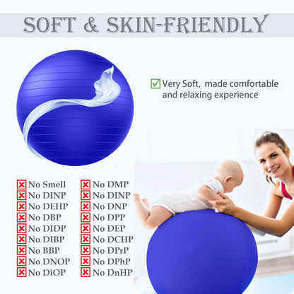PL-0003 Soft Exercise Ball, Anti-Burst Yoga Ball Chair Supports 2200lbs PL-0003