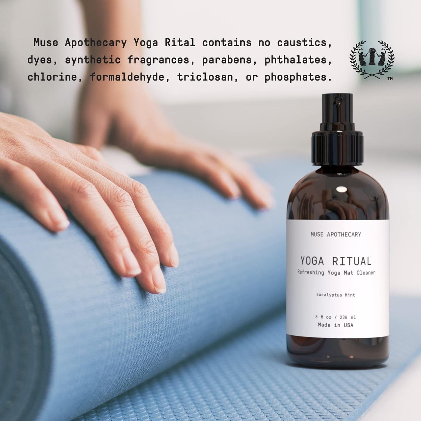 Muse Apothecary Yoga Ritual - Aromatic and Refreshing Yoga Mat Cleaner, 8 oz, Infused with Essential Oils - Eucalyptus Mint