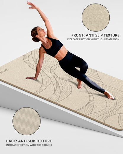 Large Yoga Mat (75.5"x47.6"x0.4"）Extra Wide & Thick 10mm, Non-Slip Exercise Mat, High-Density TPE Mat for Yoga Pilates & Home Gym Workouts