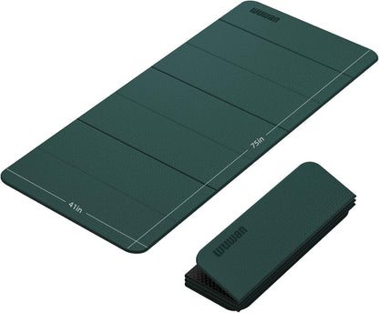 Foldable Yoga Mat Thick 10mm-WUWAN Extra Large Exercise Mat, TPE Material, Non-Slip Fitness Folding Mat Easy to Carry, Suitable for Home Workout Travel Pilates (75" x40",2/5") (Blue)