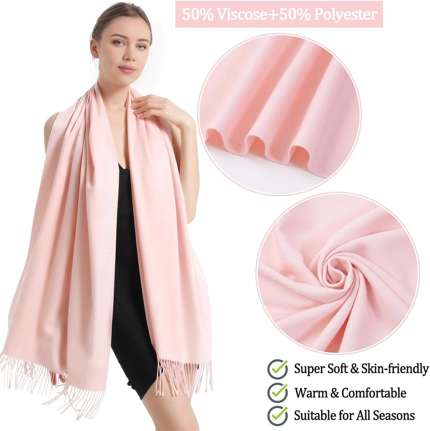 Pashmina Scarf and Shawl - Soft Women Pashminas Wrap for Wedding Evening Party dresses