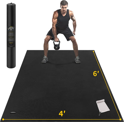 CAMBIVO Large Exercise Mat for Home Workout, 8'x6'/7'x5'/6'x4' (7 mm) Extra Thick Exercise Mat for Home Gym, Shoe-Friendly, Non-Slip Gym Mat for Jump Rope, Weights, Cardio, Fitness