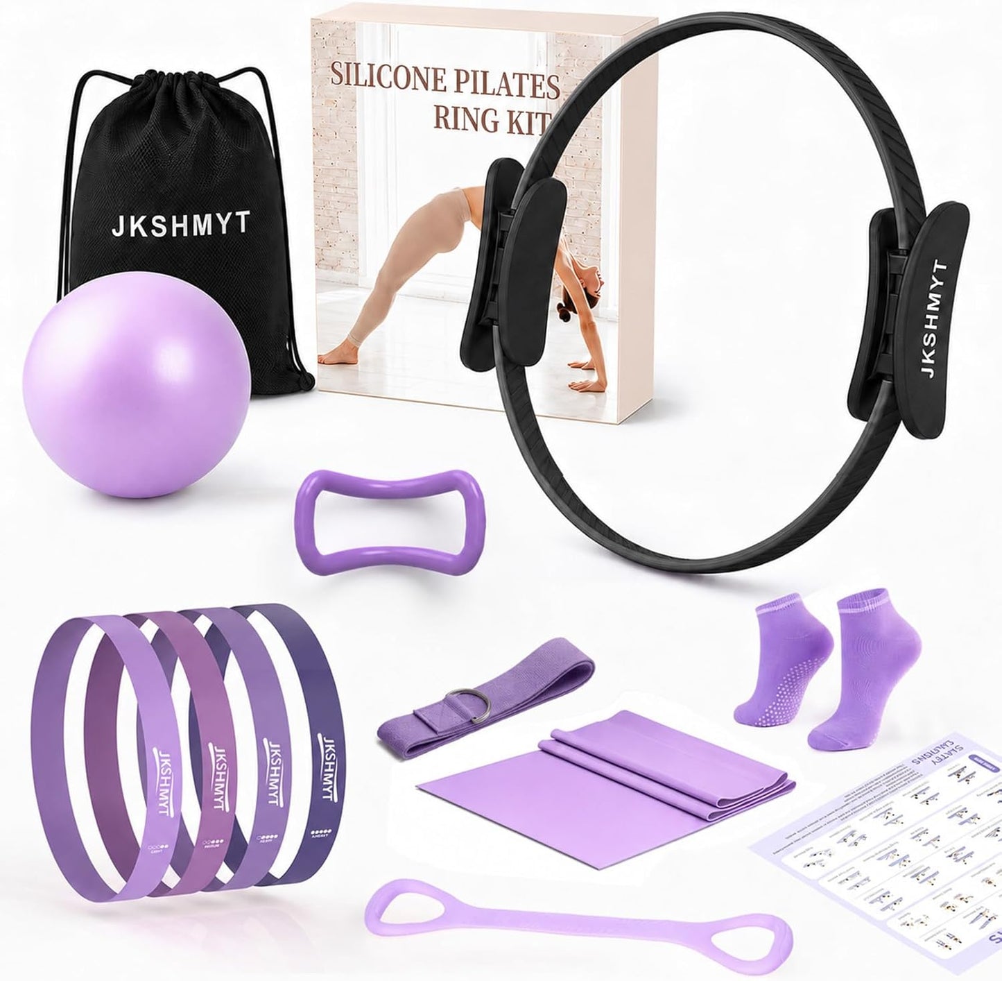 Pilates Ring Kit for Women, Pilates Equipment – 14.5" Home Magic Circle Workout with Pilates Ball, Resistance Bands, Better me Pilates Essentials Starter Set for Beginners Toning Shape Full Body