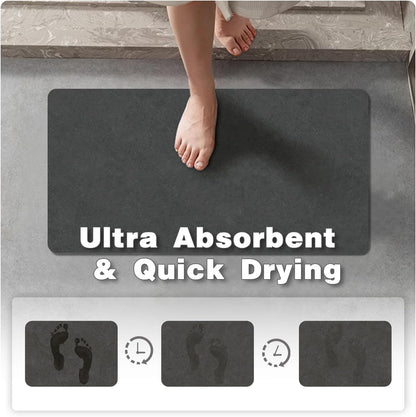TYUU Bath Mat, Bathroom Rugs Non Slip Washable Thin Absorbent Quick Dry Bath Mat Fits Under Door Bathroom Floor Mat Perfect for Bath, Shower, or Sink 24"x36" Dark Grey