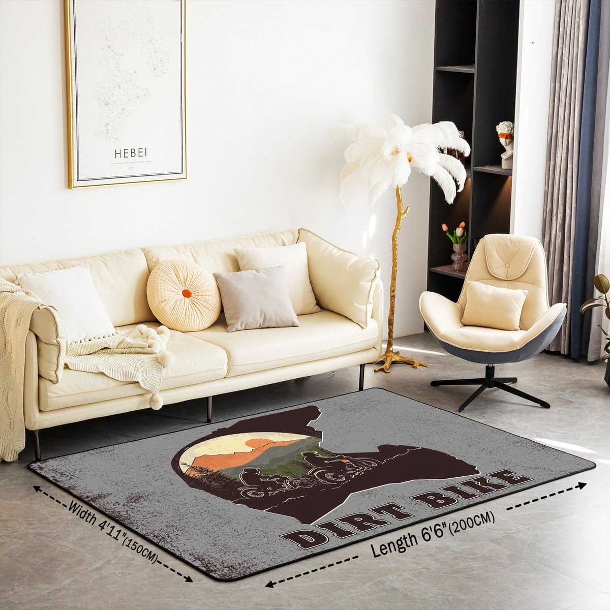 Feelyou Dirt Bike Area Rug 3x5 Kids Extreme Sports Green Honeycomb Living Room Rugs for Bedroom Boys Girls Teens Racing Motocross Rider Decorative Carpet Rug Non-Slip Motorcycle Indoor Floor Mat
