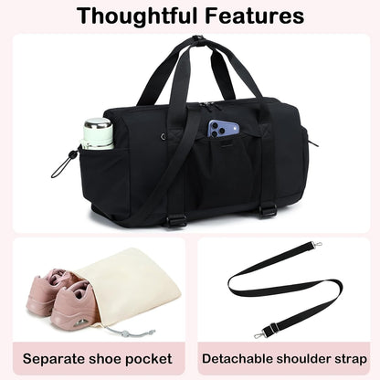 LEDAOU Small Gym Bag for Women, Mini Duffle Bag with Yoga Mat Holder Lightweight Carry On Sports Bag with Separate Shoe Pocket and Wet Pocket Duffel Bags Dance Yoga Workout Bag (Pink)