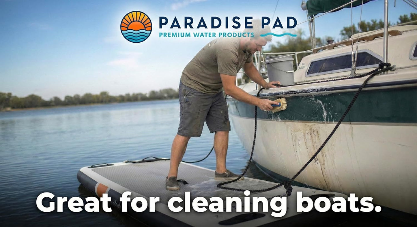 Inflatable Water Yoga Mat Board Floating Exercise Platform for Yoga and Pilates. Aquatic Fitness pad for Pools, Lakes. 96"x 35"x 6" includes storage bag, hand pump and repair kit. Paradise Pad