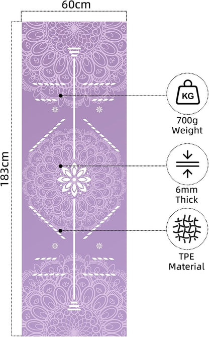 FOLAI Extra Thick Yoga Mat 6mm，pilates mat thick - Non-Slip Exercise Mat for HIIT, Pilates & Home Workouts & Workout with Free Carry Strap