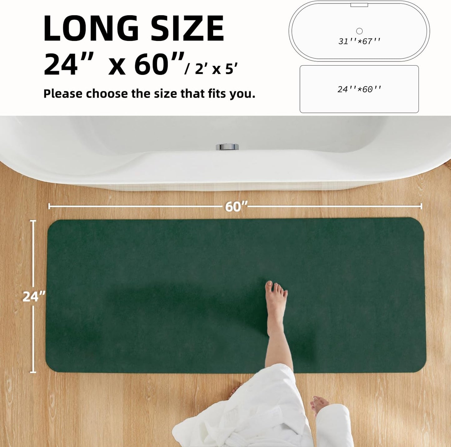 TYUU Bath Mat, Bathroom Rugs Non Slip Washable Thin Absorbent Quick Dry Bath Mat Fits Under Door Bathroom Floor Mat Perfect for Bath, Shower, or Sink 24"x36" Dark Grey